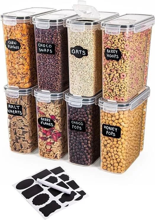 4x Containers Airtight Food Storage Kitchen Accessories Cereal Tub Lid Boxes Set