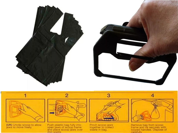 Pet Pooper Set Scooper Poop Scoop with 50 Dog Poo Waste Bags with Ties
