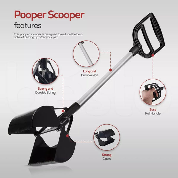 28’’ Long Handle Pooper Scooper Dog Cat Pet Poop Scoop Waste Grabber Dirt Picker