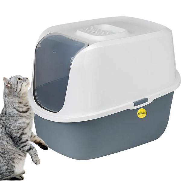 Dark Grey Hooded Cat Litter Tray Box Toilet Loo Charcoal Filter Deep CatCentre®