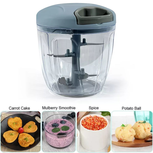 Pull String Hand Chopper Manual Food Processor To Slice Kitchen Tool 900ml
